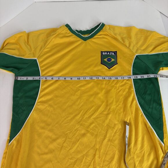 Brazil Soccer Jersey, XL, Rhinox, Yellow And Green, V Neck, Logo - Picture 5 of 6